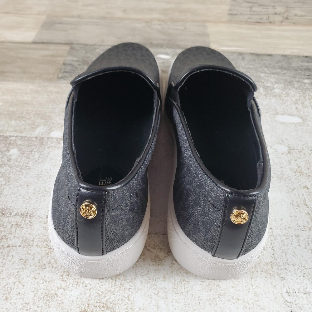 Michael Kors Keaton Womens Shoes Sz 6.5 M Black Signature Logo Slip On Sneakers - Picture 3 of 10